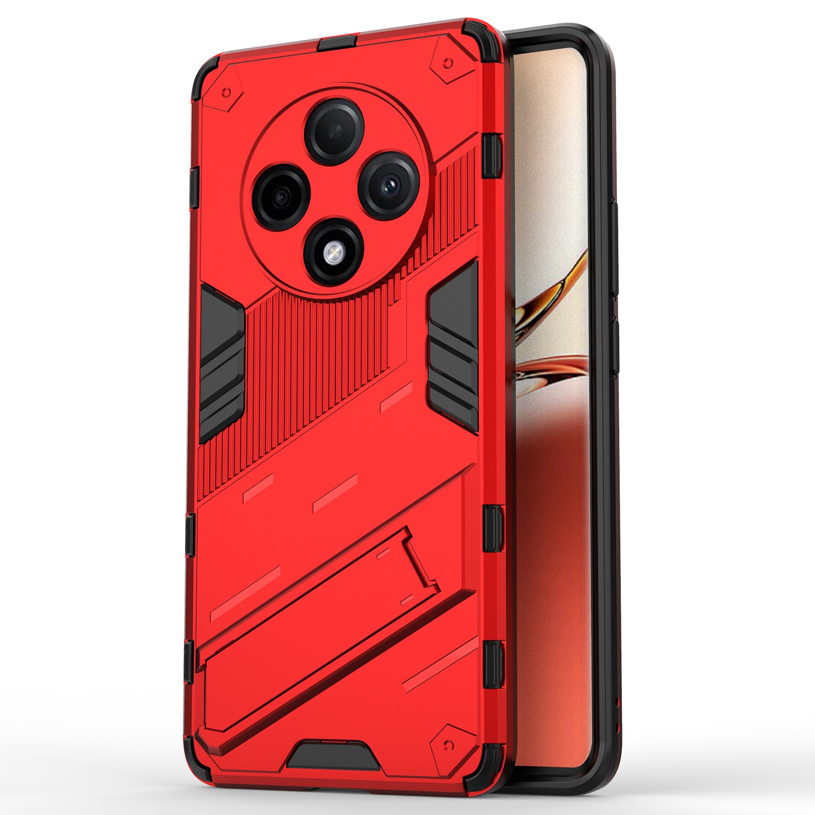 For Oppo F27 Pro+ 5G Case Kickstand Hybrid Hard PC Soft TPU Phone Cover - Red