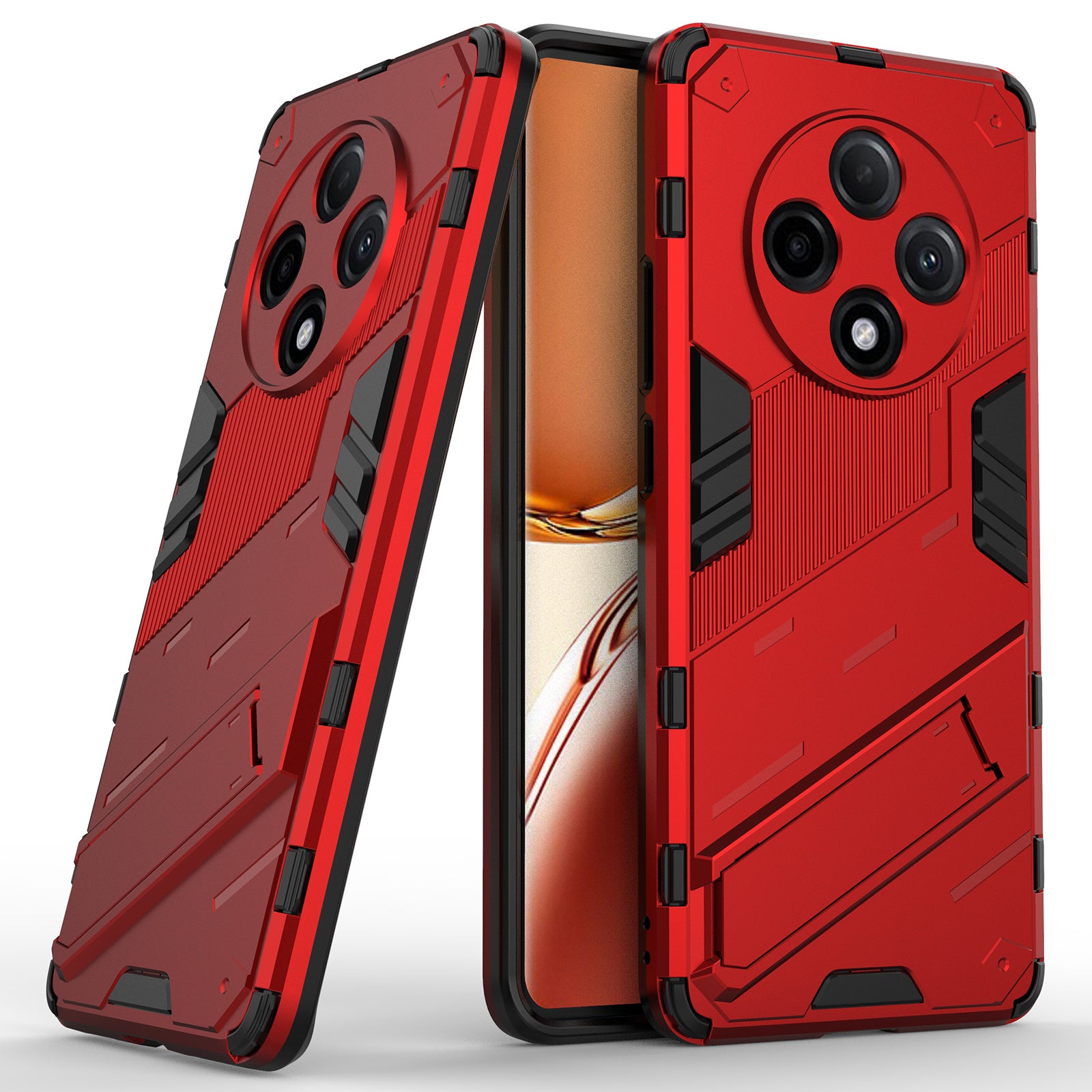 For Oppo F27 Pro+ 5G Case Kickstand Hybrid Hard PC Soft TPU Phone Cover - Red