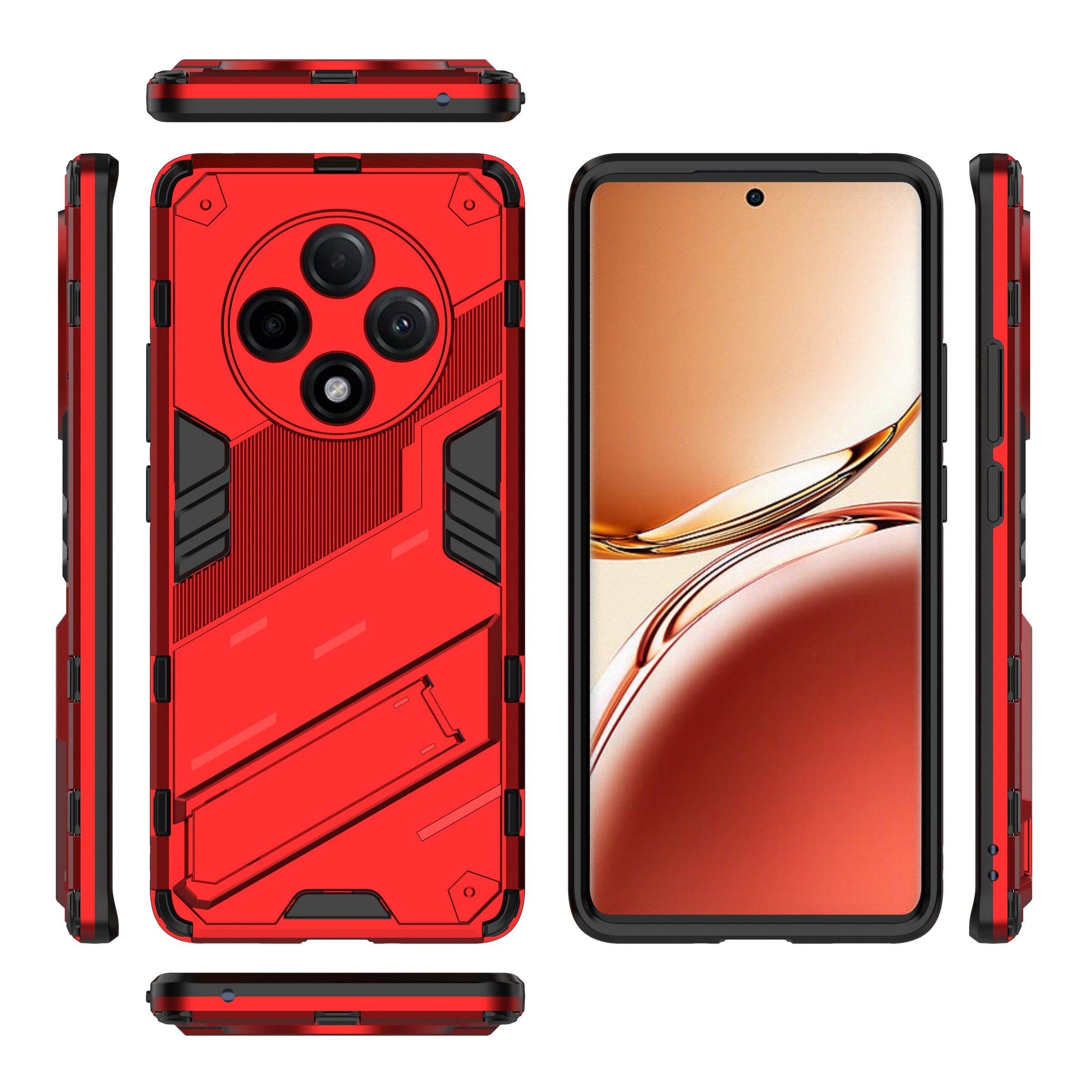 For Oppo F27 Pro+ 5G Case Kickstand Hybrid Hard PC Soft TPU Phone Cover - Red