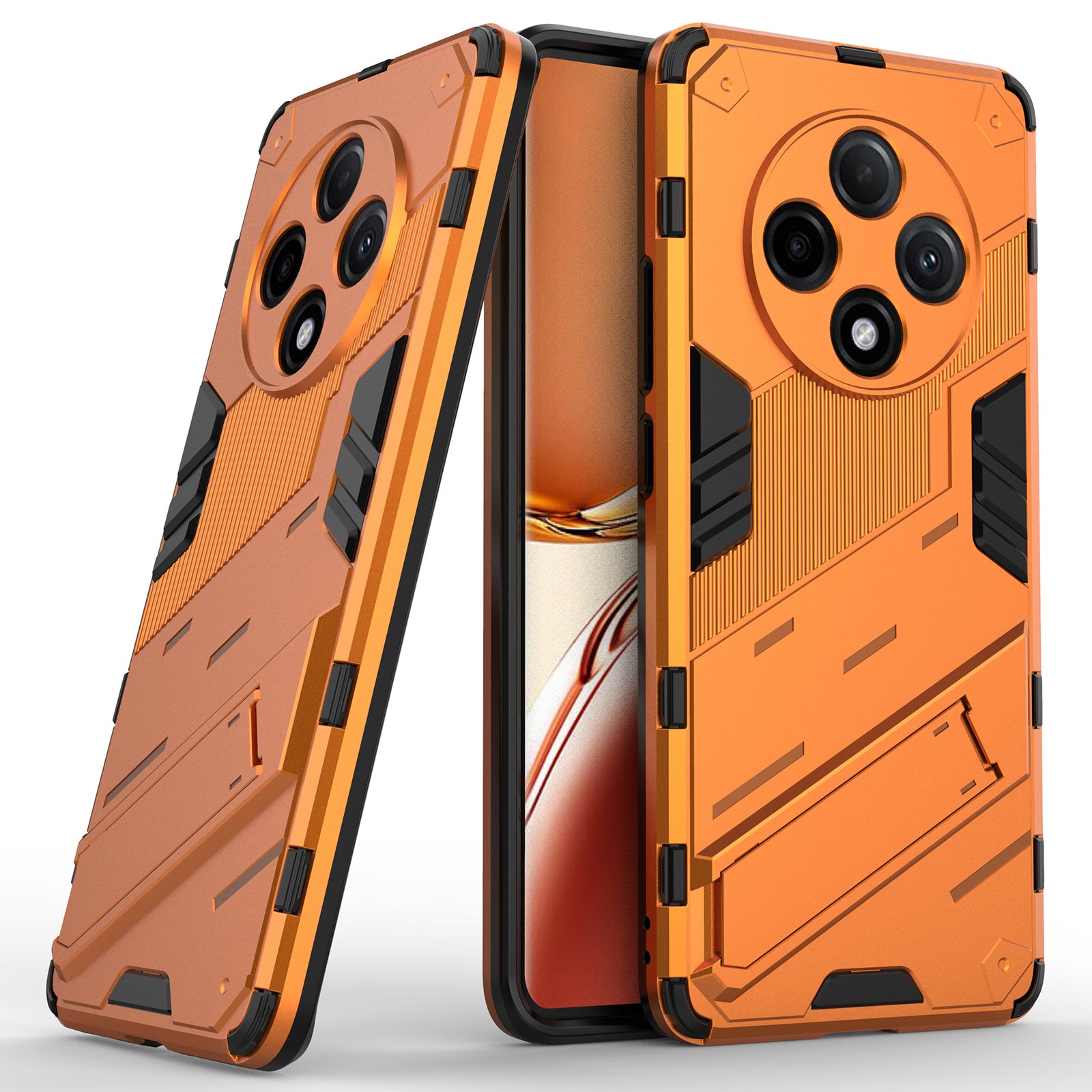 For Oppo F27 Pro+ 5G Case Kickstand Hybrid Hard PC Soft TPU Phone Cover - Orange