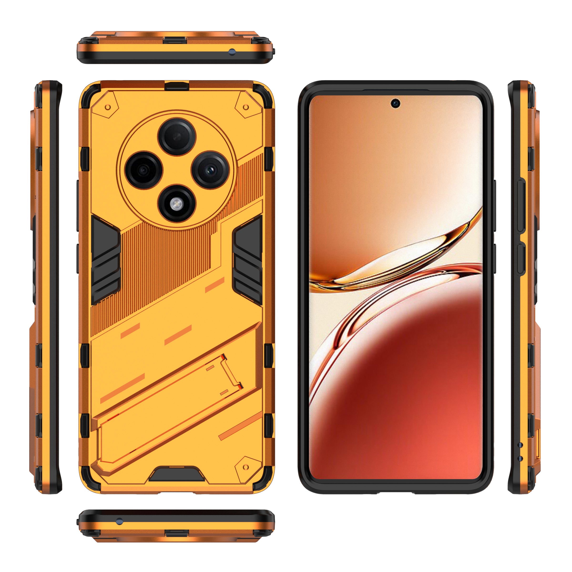 For Oppo F27 Pro+ 5G Case Kickstand Hybrid Hard PC Soft TPU Phone Cover - Orange