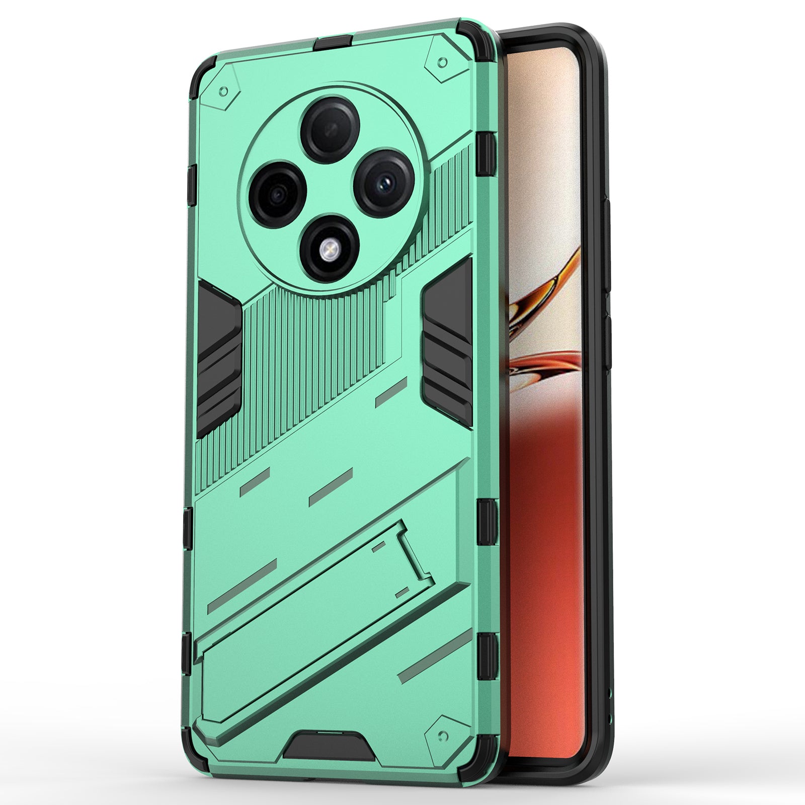 For Oppo F27 Pro+ 5G Case Kickstand Hybrid Hard PC Soft TPU Phone Cover - Green