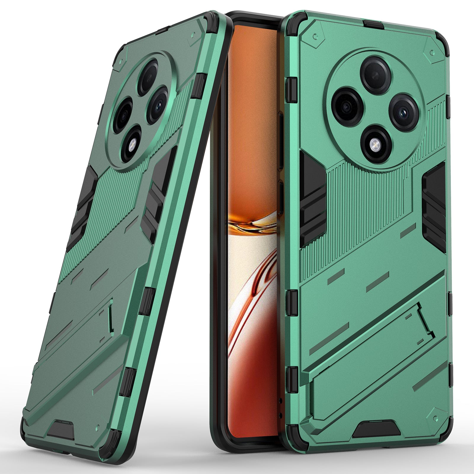 For Oppo F27 Pro+ 5G Case Kickstand Hybrid Hard PC Soft TPU Phone Cover - Green