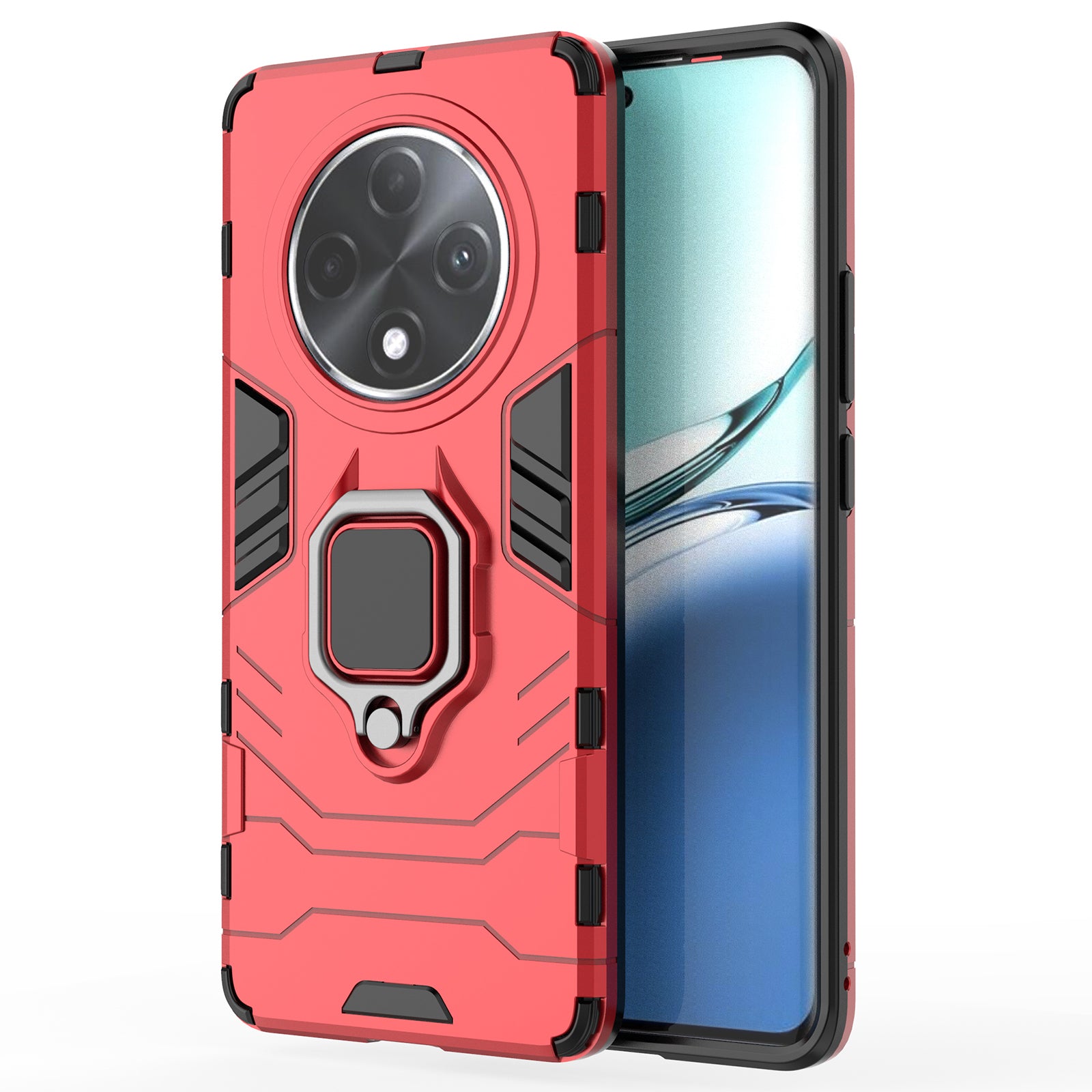 For Oppo F27 Pro+ 5G Cell Phone Case PC+TPU Kickstand Back Cover - Red