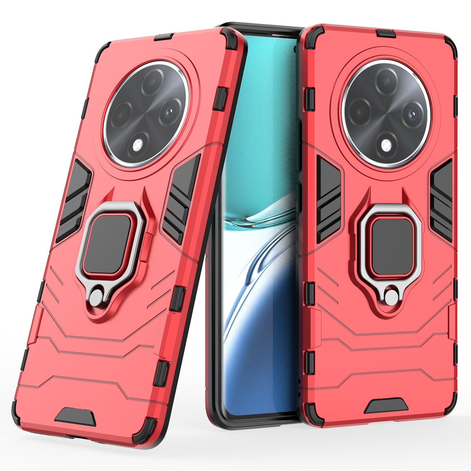 For Oppo F27 Pro+ 5G Cell Phone Case PC+TPU Kickstand Back Cover - Red