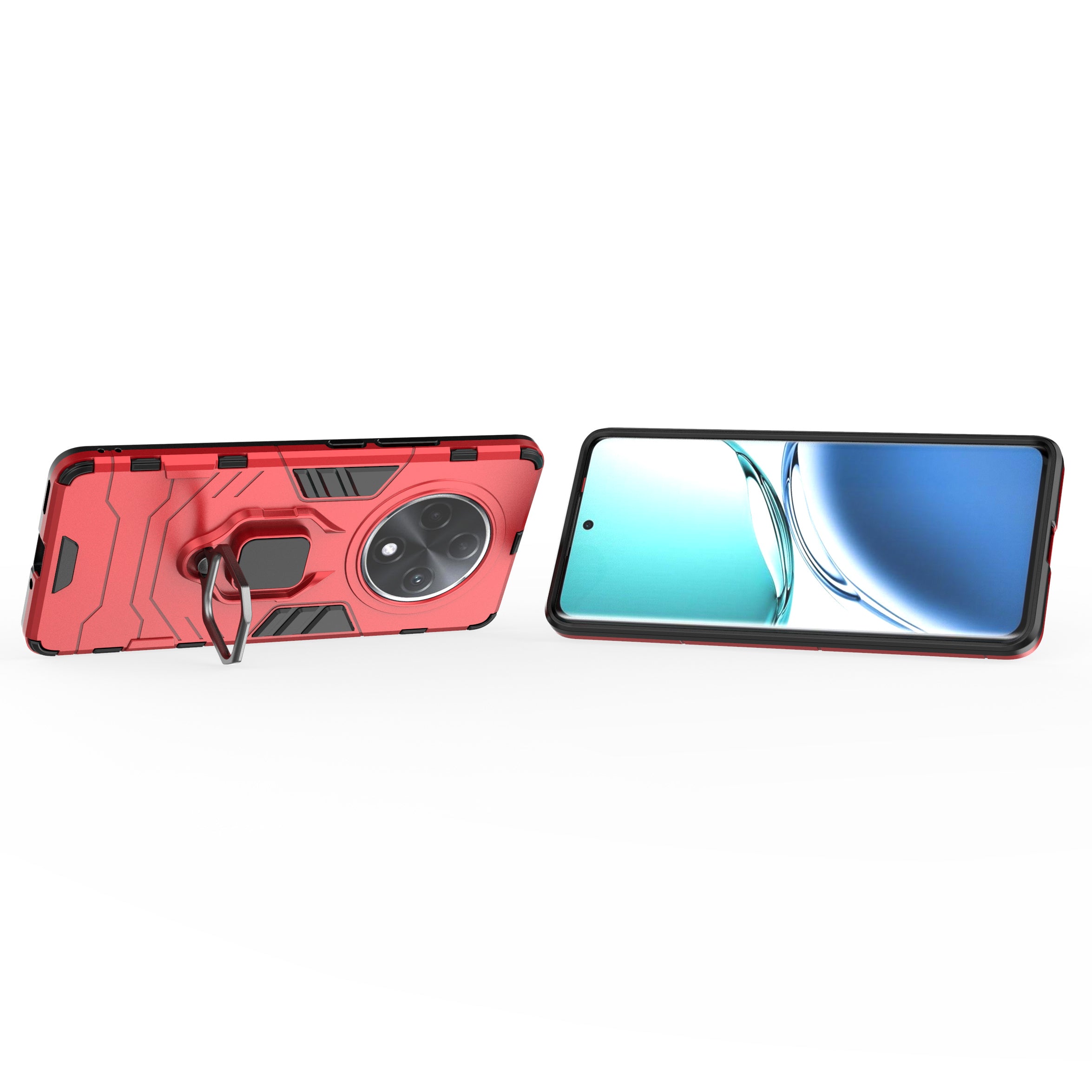 For Oppo F27 Pro+ 5G Cell Phone Case PC+TPU Kickstand Back Cover - Red