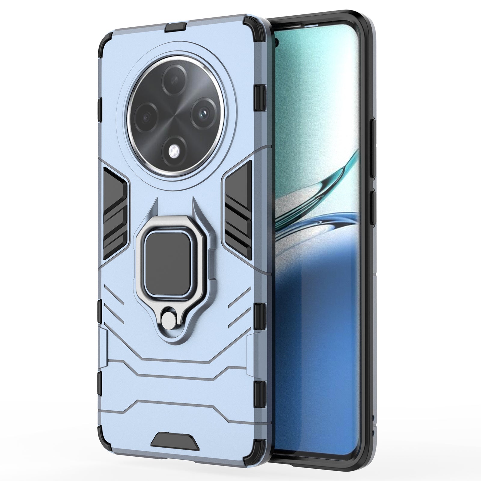 For Oppo F27 Pro+ 5G Cell Phone Case PC+TPU Kickstand Back Cover - Blue