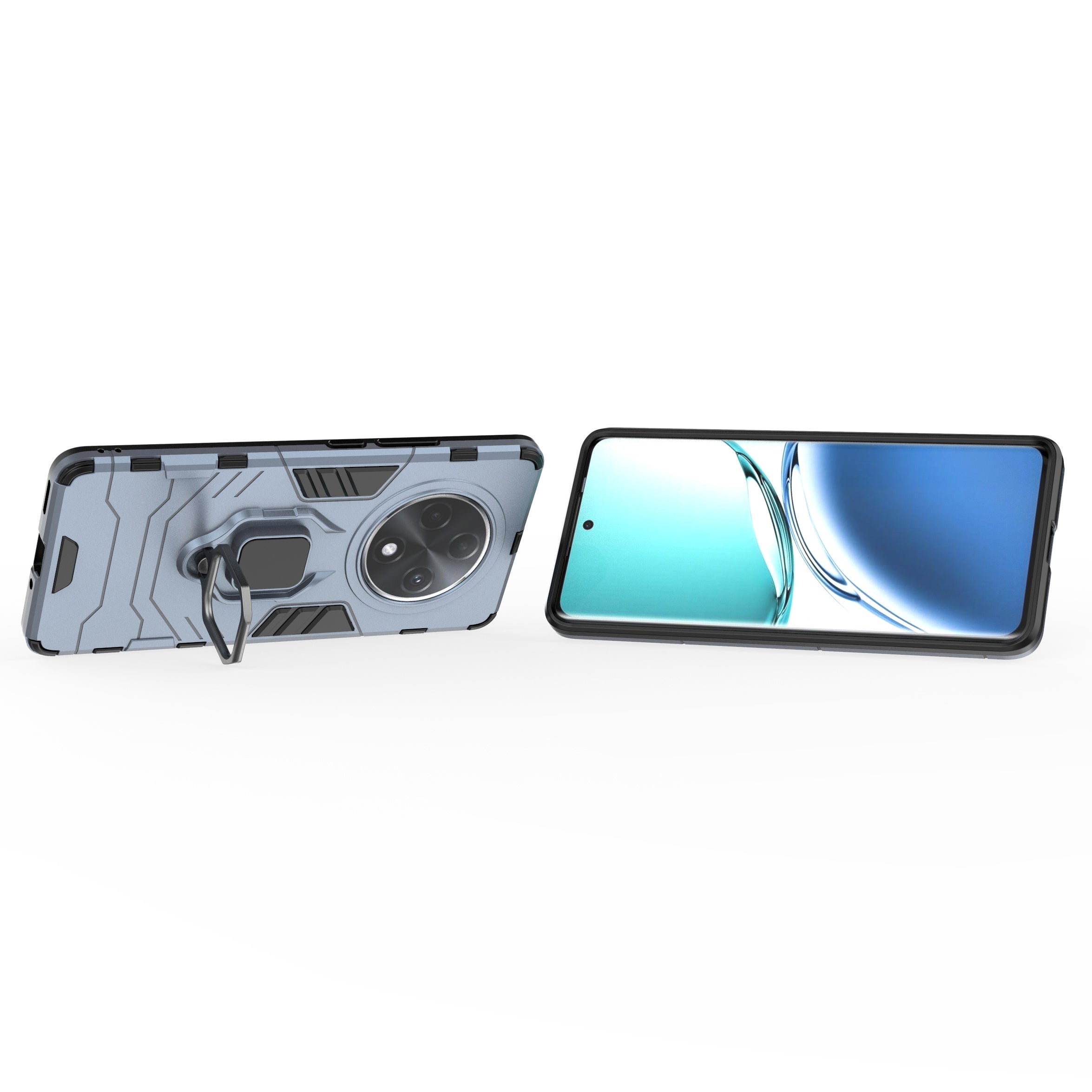 For Oppo F27 Pro+ 5G Cell Phone Case PC+TPU Kickstand Back Cover - Blue