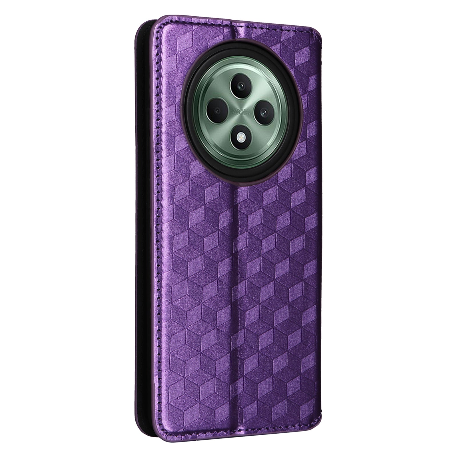 For Oppo Reno12 F 5G / Oppo F27 5G Case Leather Wallet Phone Cover Rhombus Imprinted - Purple