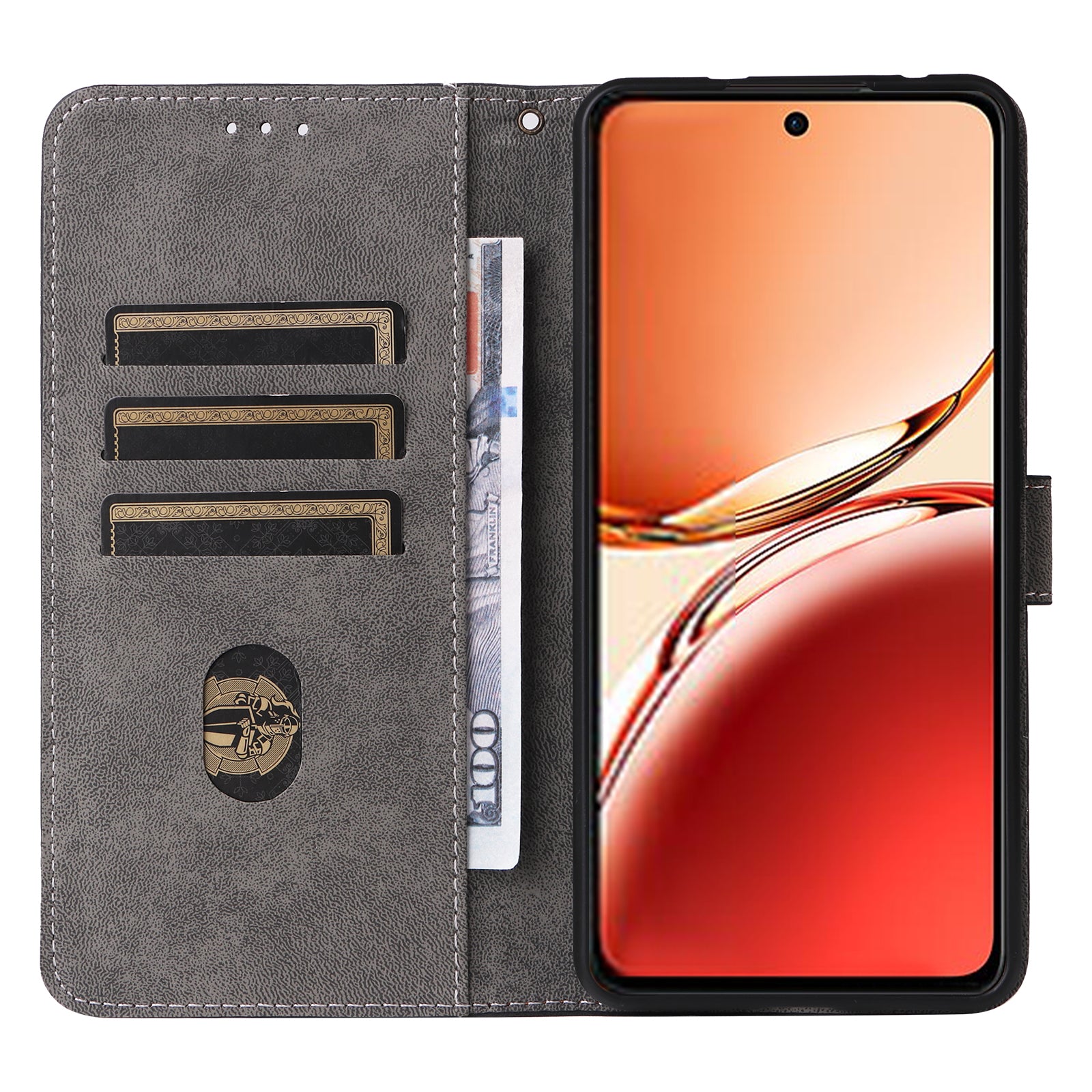 For Oppo Reno12 F 5G / Oppo F27 5G Leather Case RFID Blocking Wallet Phone Cover with Strap - Brown