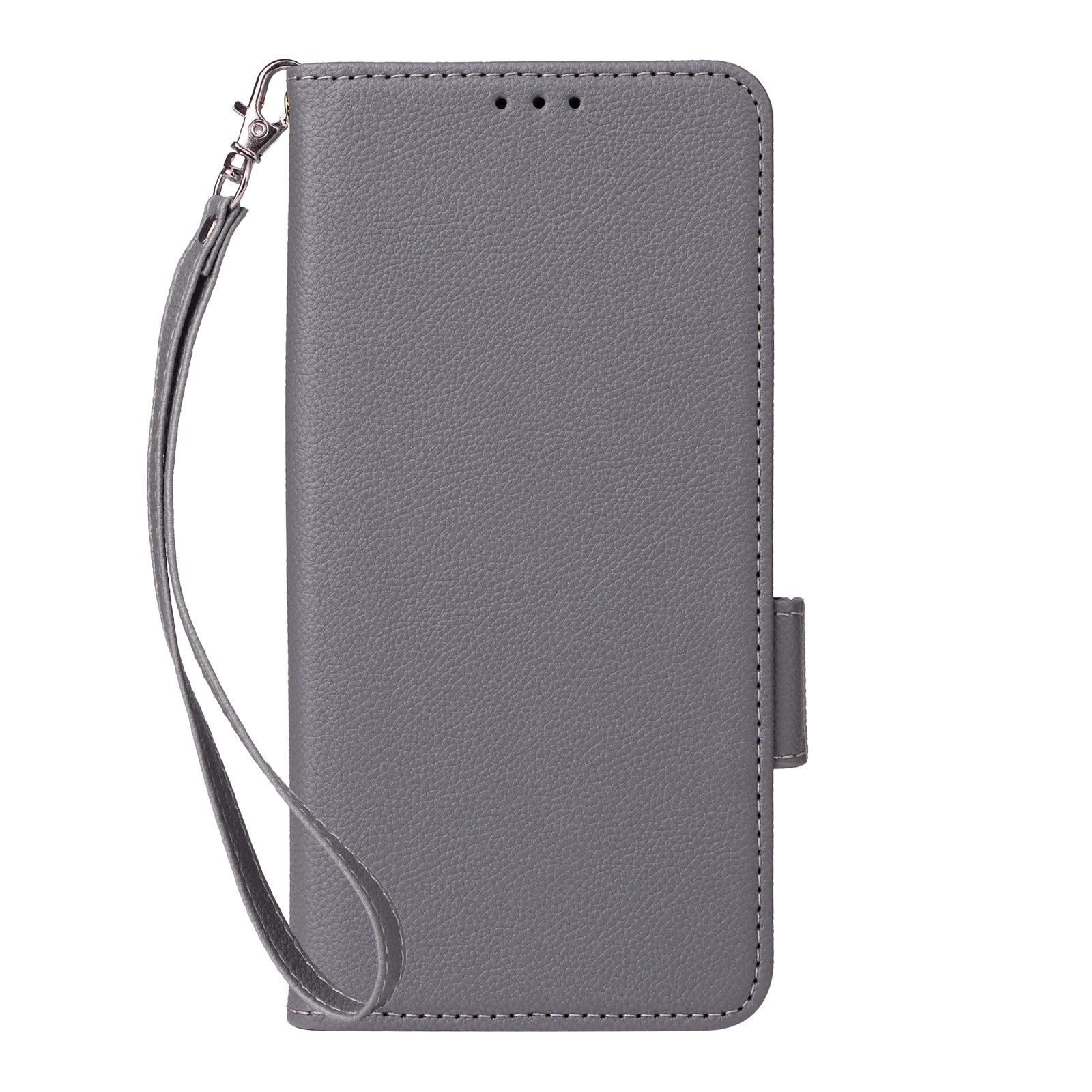 For Oppo Reno12 F 5G / Oppo F27 5G Case with Hand Strap Litchi Texture Leather Phone Cover - Grey