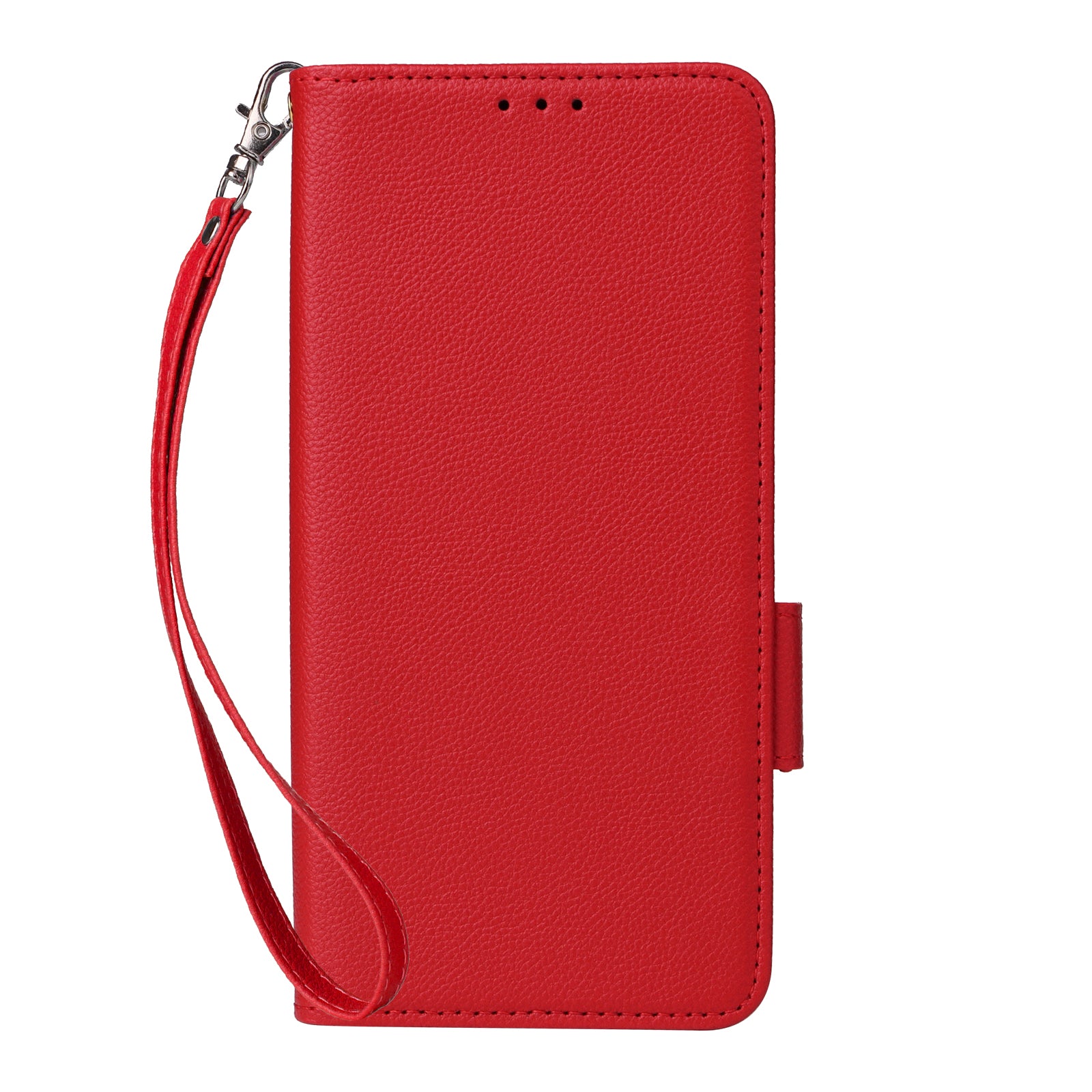 For Oppo Reno12 F 5G / Oppo F27 5G Case with Hand Strap Litchi Texture Leather Phone Cover - Red