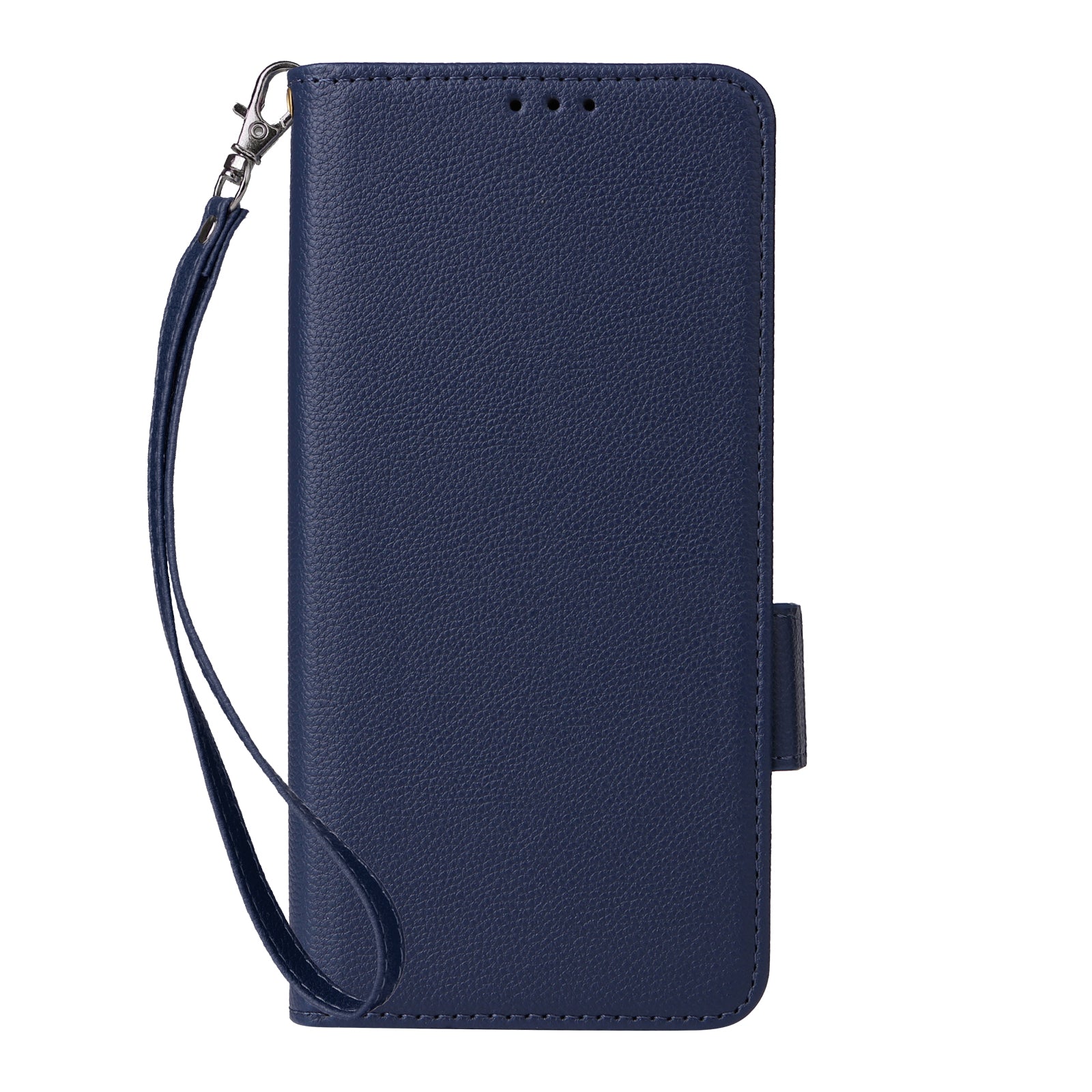 For Oppo Reno12 F 5G / Oppo F27 5G Case with Hand Strap Litchi Texture Leather Phone Cover - Dark Blue