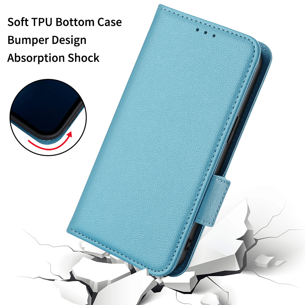 For Oppo Reno12 F 5G / Oppo F27 5G Case with Hand Strap Litchi Texture Leather Phone Cover - Baby Blue