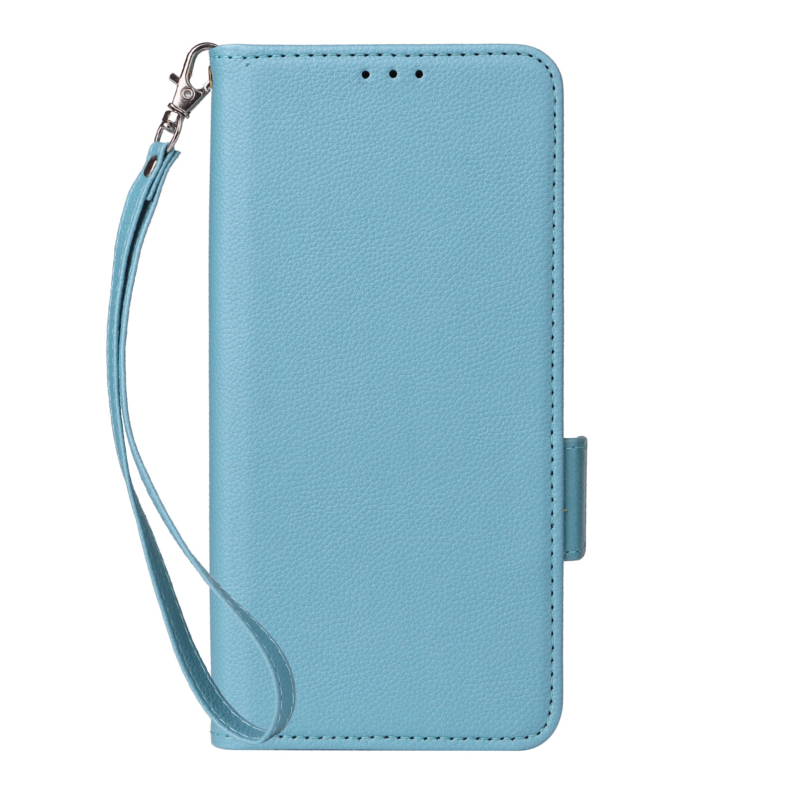 For Oppo Reno12 F 5G / Oppo F27 5G Case with Hand Strap Litchi Texture Leather Phone Cover - Baby Blue