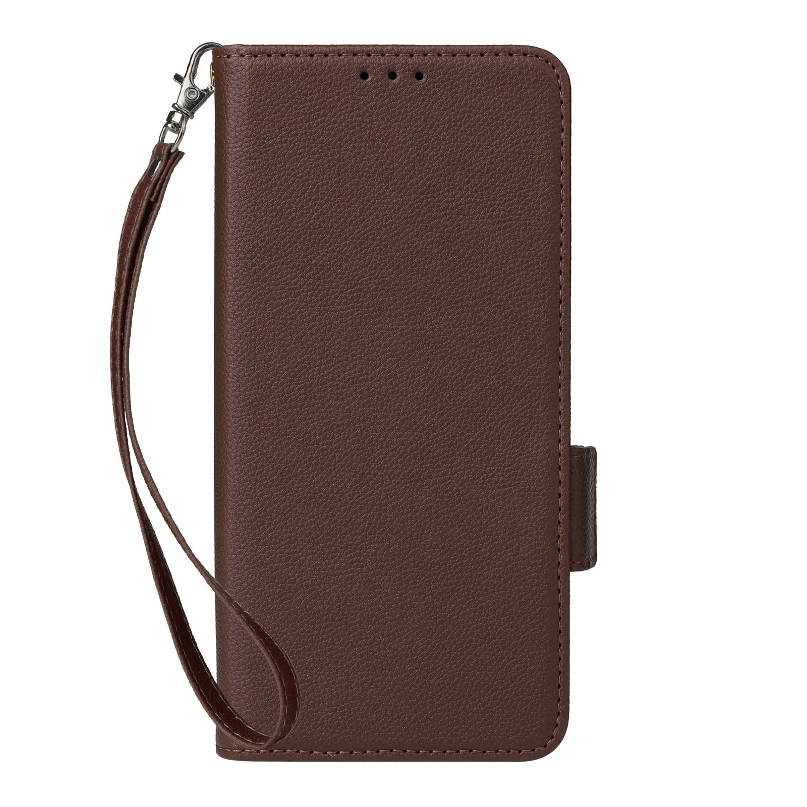 For Oppo Reno12 F 5G / Oppo F27 5G Case with Hand Strap Litchi Texture Leather Phone Cover - Brown