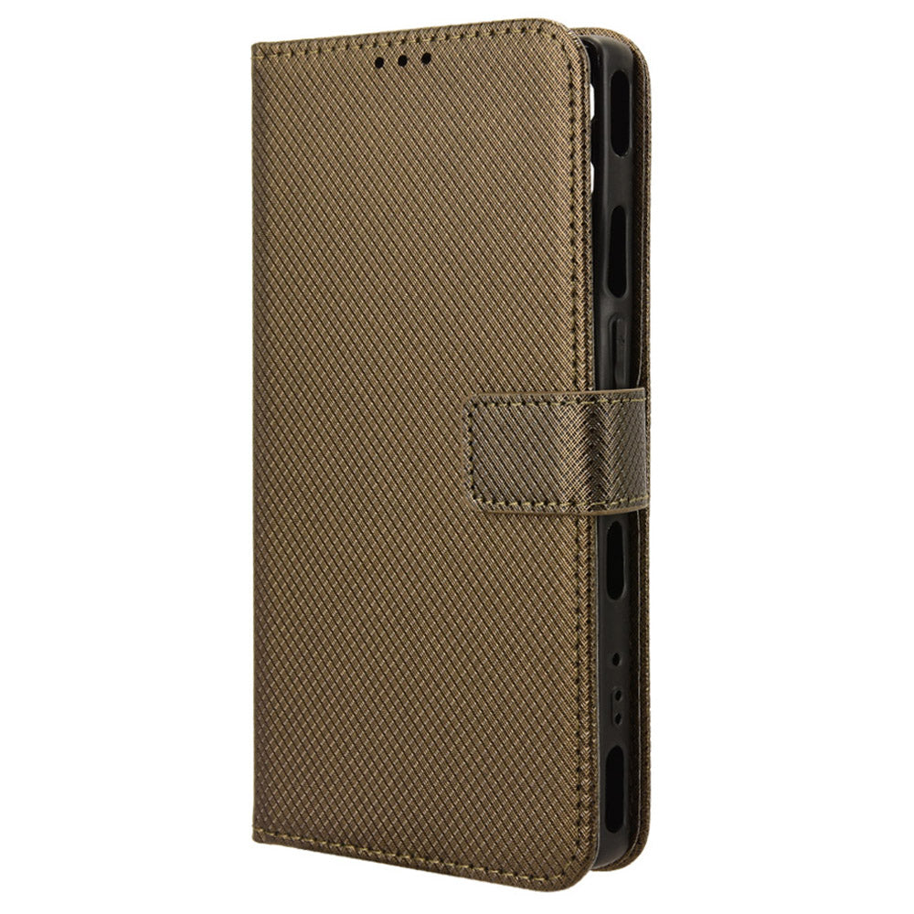 For Oppo Reno12 F 5G / Oppo F27 5G Case PU Leather Diamond Texture Protective Phone Cover - Brown