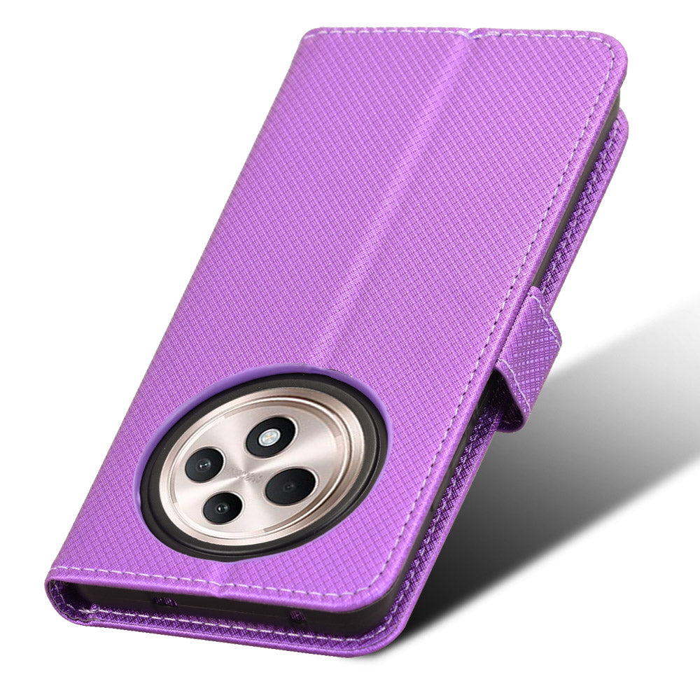 For Oppo Reno12 F 5G / Oppo F27 5G Case PU Leather Diamond Texture Protective Phone Cover - Purple