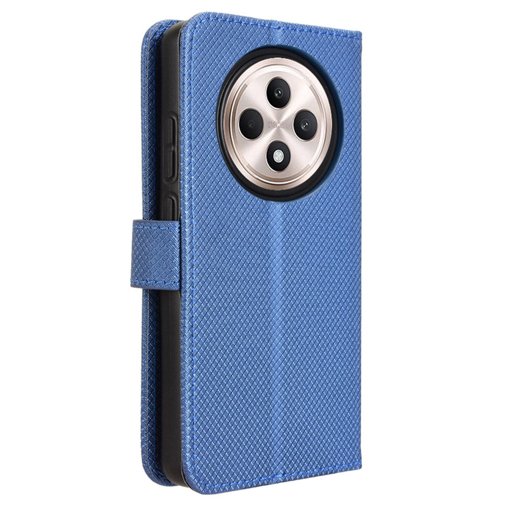 For Oppo Reno12 F 5G / Oppo F27 5G Case PU Leather Diamond Texture Protective Phone Cover - Blue