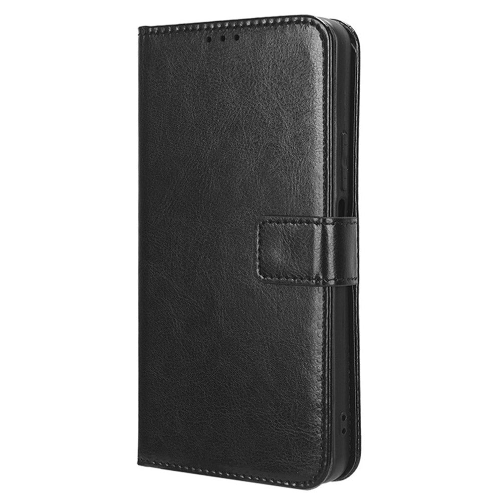 For Oppo Reno12 F 5G / Oppo F27 5G Leather Phone Case Wallet Crazy Horse Texture - Black