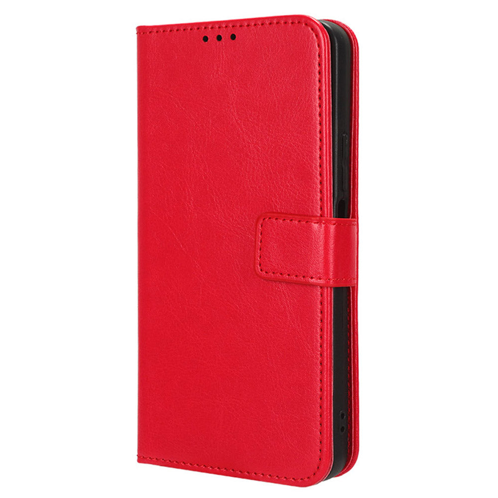 For Oppo Reno12 F 5G / Oppo F27 5G Leather Phone Case Wallet Crazy Horse Texture - Red