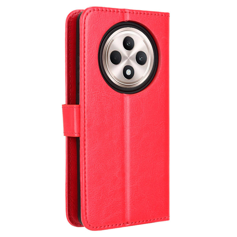 For Oppo Reno12 F 5G / Oppo F27 5G Leather Phone Case Wallet Crazy Horse Texture - Red