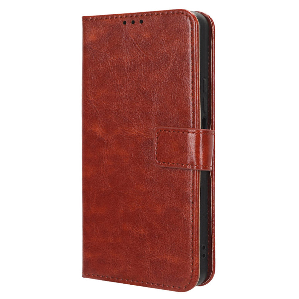 For Oppo Reno12 F 5G / Oppo F27 5G Leather Phone Case Wallet Crazy Horse Texture - Brown