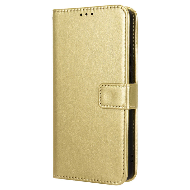 For Oppo Reno12 F 5G / Oppo F27 5G Leather Phone Case Wallet Crazy Horse Texture - Gold