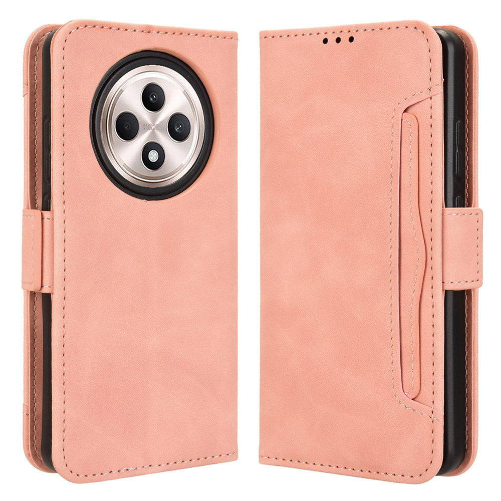 For Oppo Reno12 F 5G / Oppo F27 5G Case Multiple Card Slots Leather Stand Phone Cover - Pink