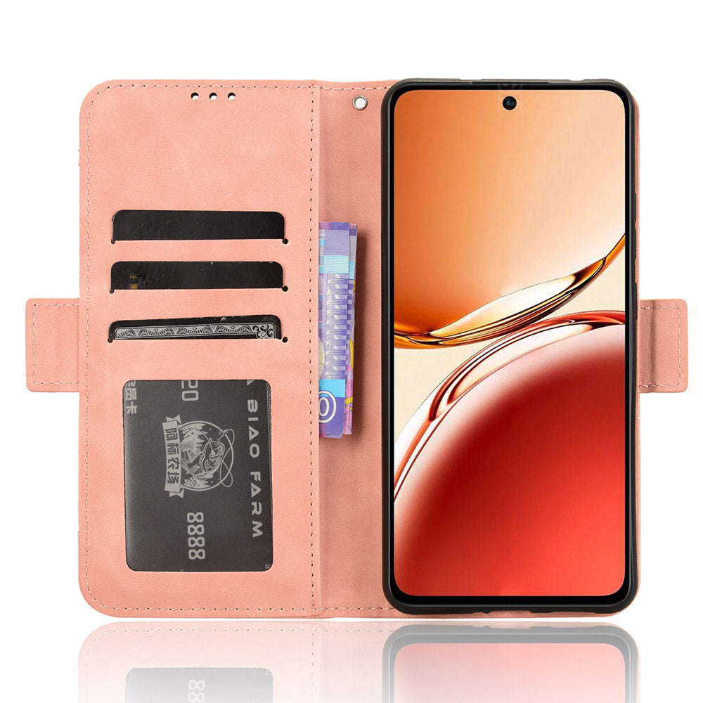 For Oppo Reno12 F 5G / Oppo F27 5G Case Multiple Card Slots Leather Stand Phone Cover - Pink