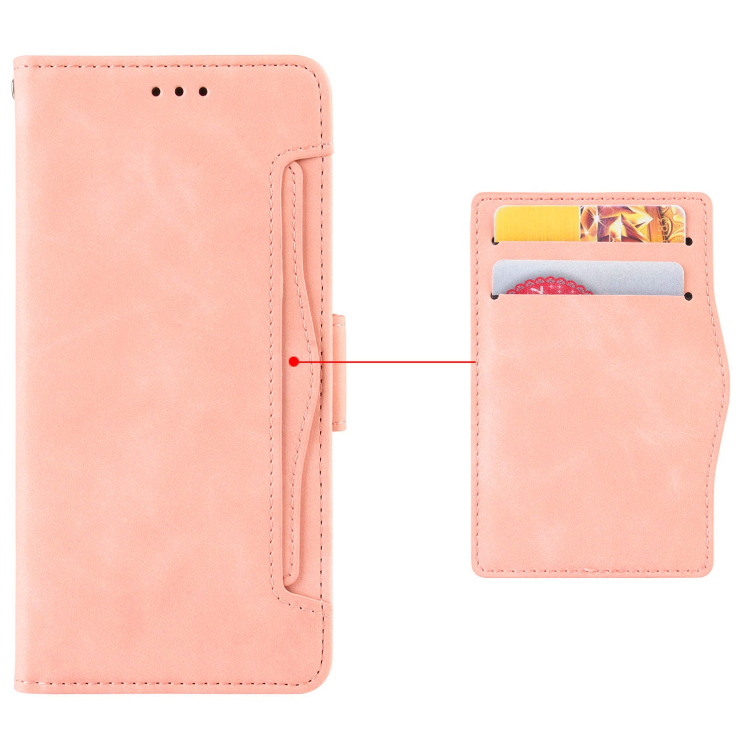 For Oppo Reno12 F 5G / Oppo F27 5G Case Multiple Card Slots Leather Stand Phone Cover - Pink