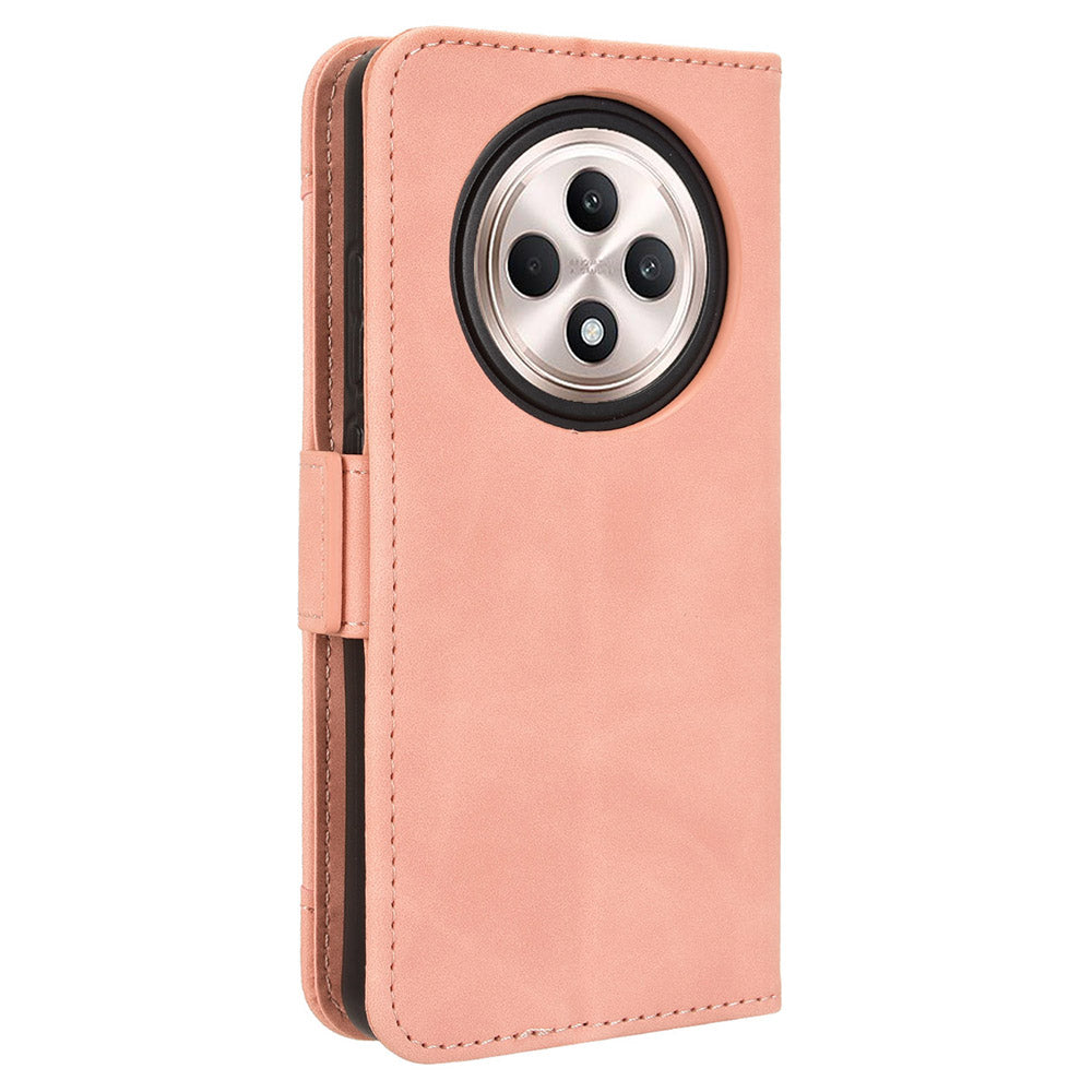 For Oppo Reno12 F 5G / Oppo F27 5G Case Multiple Card Slots Leather Stand Phone Cover - Pink