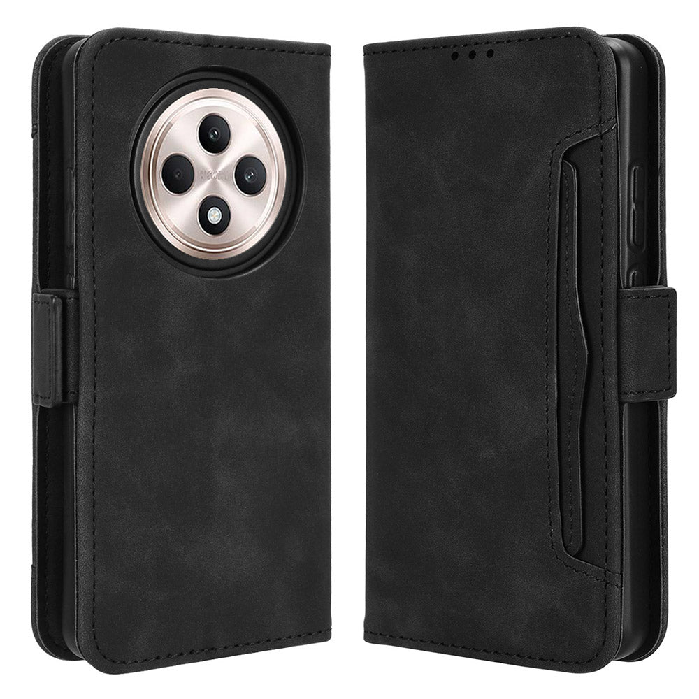 For Oppo Reno12 F 5G / Oppo F27 5G Case Multiple Card Slots Leather Stand Phone Cover - Black