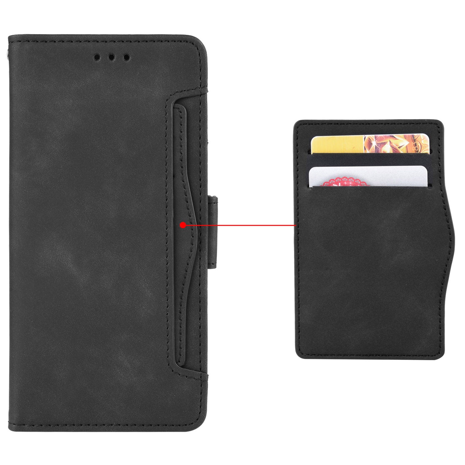 For Oppo Reno12 F 5G / Oppo F27 5G Case Multiple Card Slots Leather Stand Phone Cover - Black