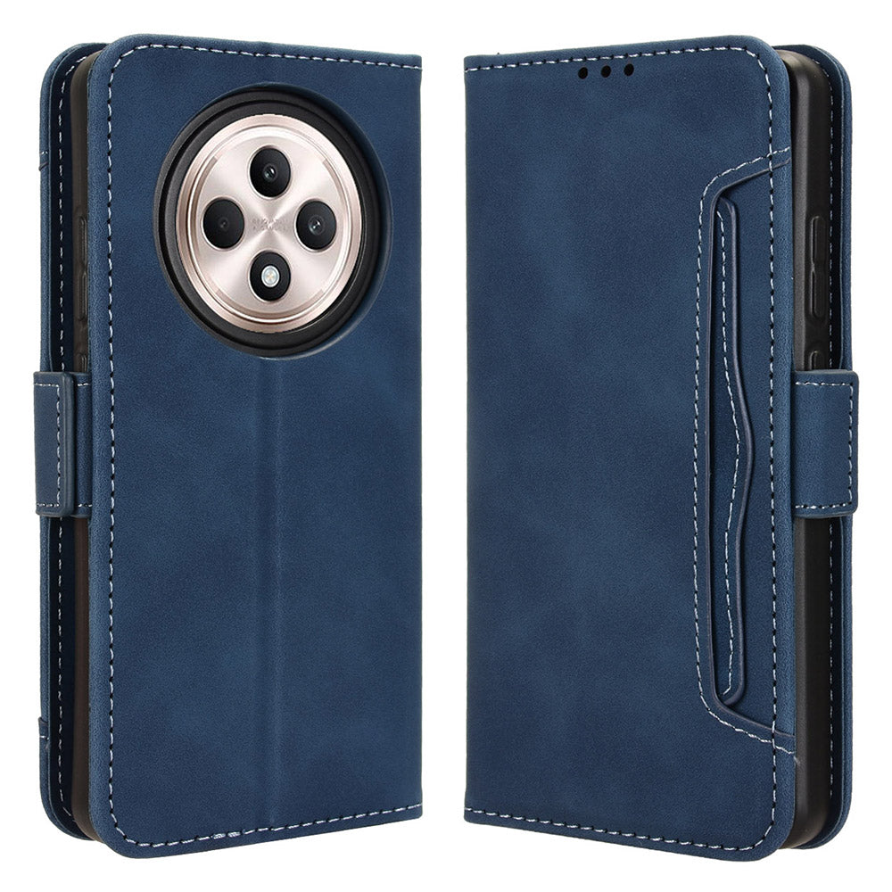 For Oppo Reno12 F 5G / Oppo F27 5G Case Multiple Card Slots Leather Stand Phone Cover - Blue