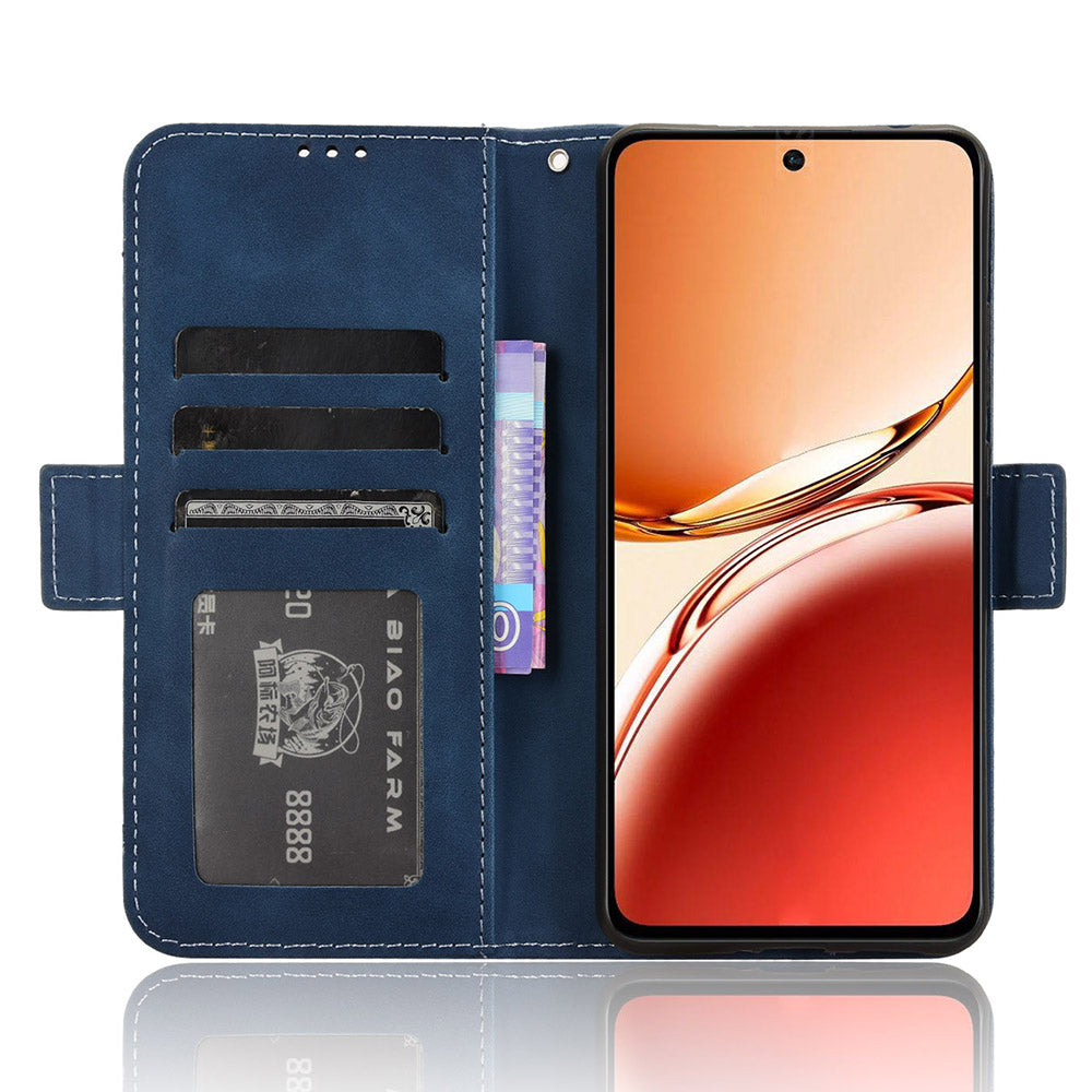 For Oppo Reno12 F 5G / Oppo F27 5G Case Multiple Card Slots Leather Stand Phone Cover - Blue