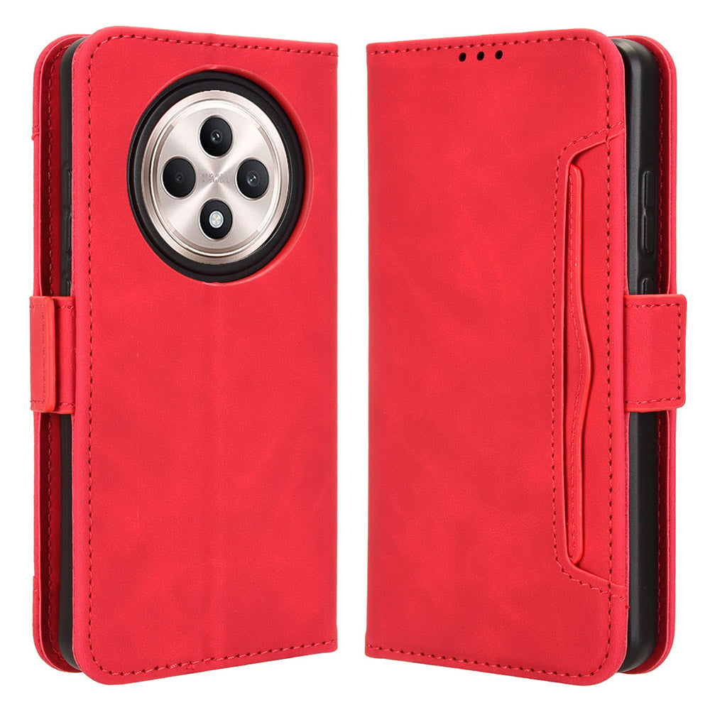 For Oppo Reno12 F 5G / Oppo F27 5G Case Multiple Card Slots Leather Stand Phone Cover - Red