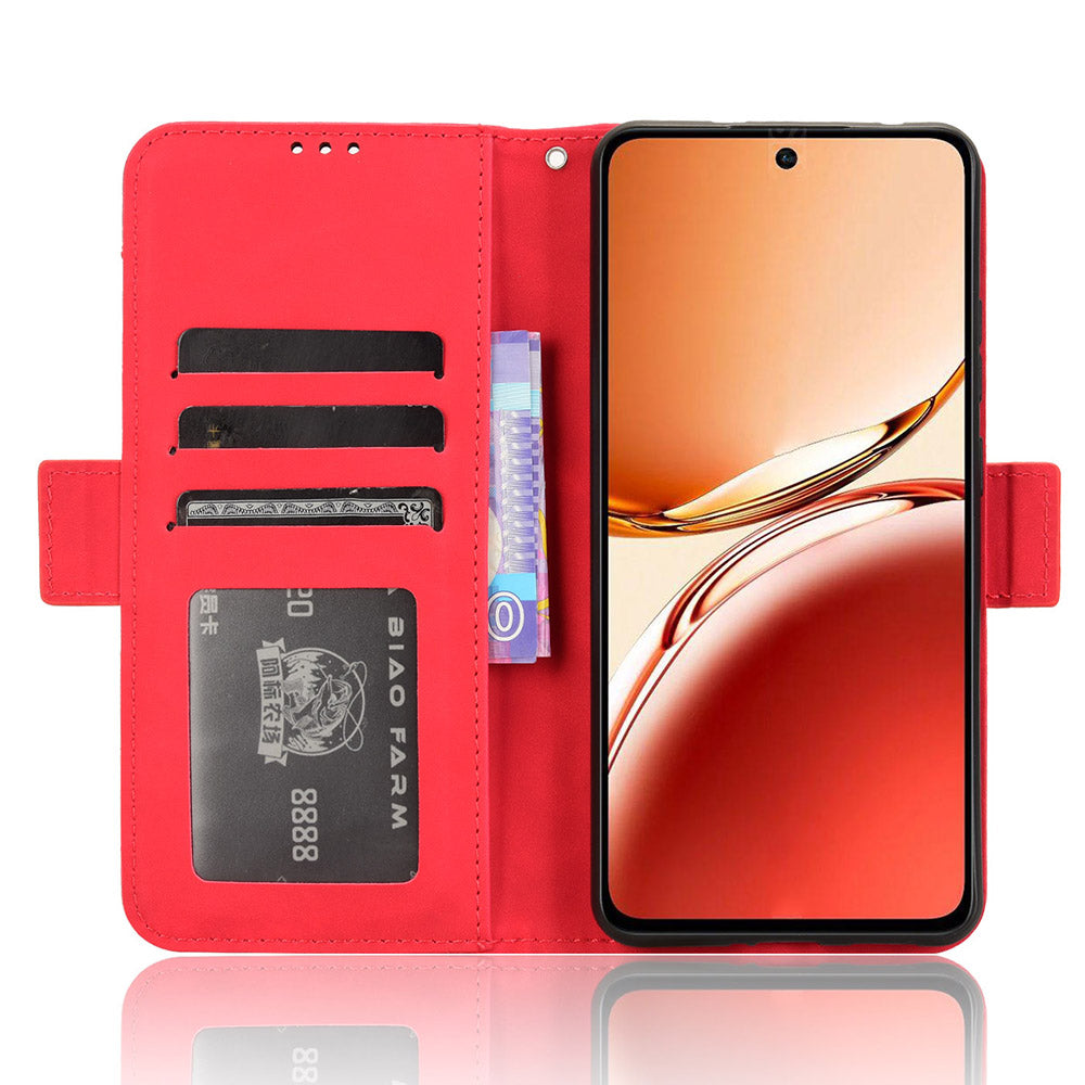 For Oppo Reno12 F 5G / Oppo F27 5G Case Multiple Card Slots Leather Stand Phone Cover - Red