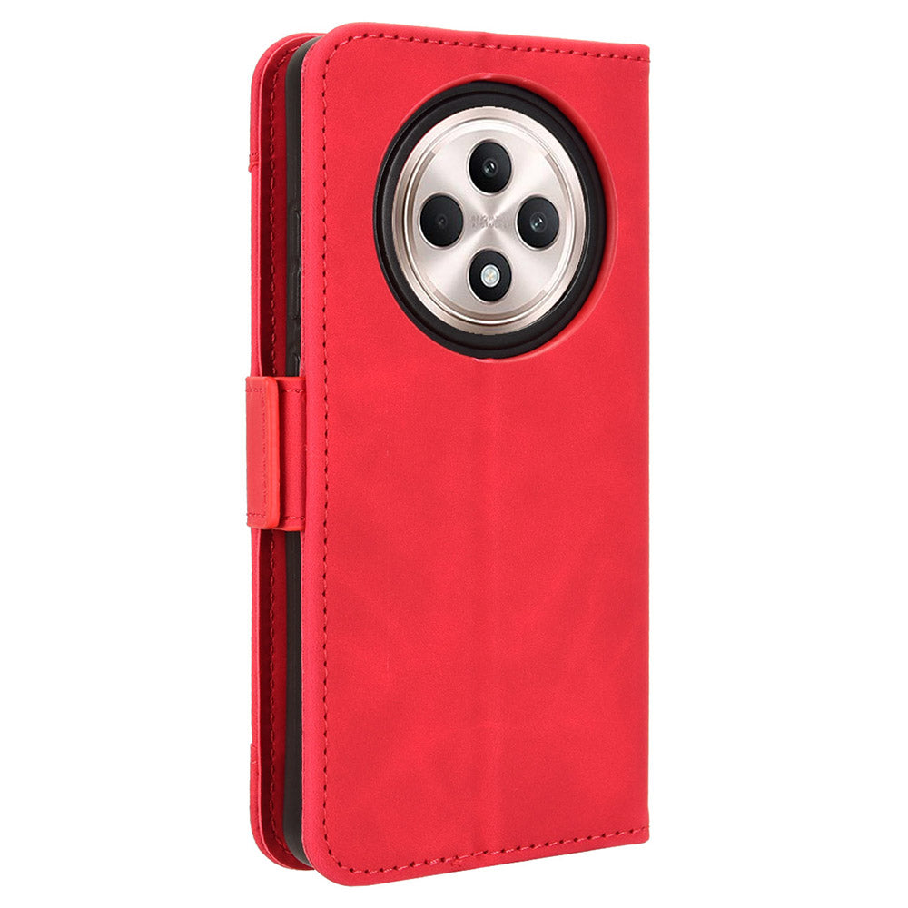 For Oppo Reno12 F 5G / Oppo F27 5G Case Multiple Card Slots Leather Stand Phone Cover - Red