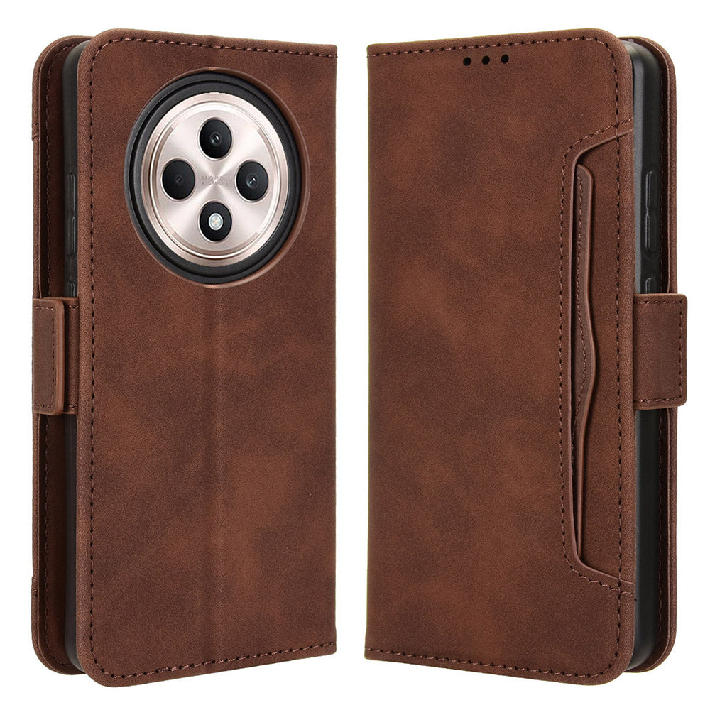 For Oppo Reno12 F 5G / Oppo F27 5G Case Multiple Card Slots Leather Stand Phone Cover - Brown