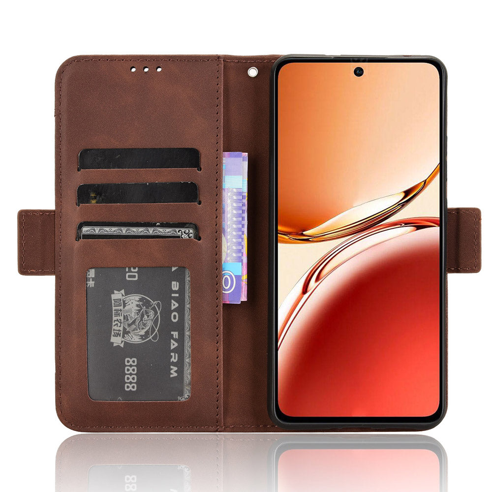 For Oppo Reno12 F 5G / Oppo F27 5G Case Multiple Card Slots Leather Stand Phone Cover - Brown