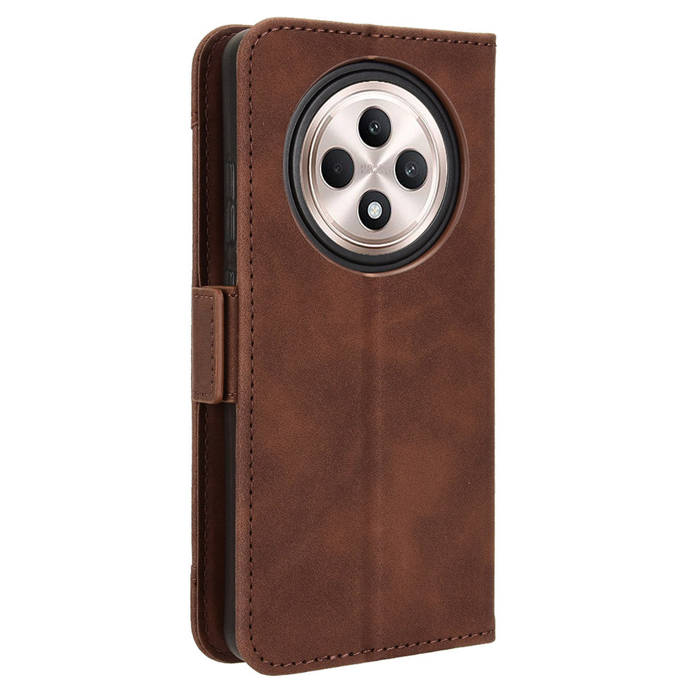 For Oppo Reno12 F 5G / Oppo F27 5G Case Multiple Card Slots Leather Stand Phone Cover - Brown