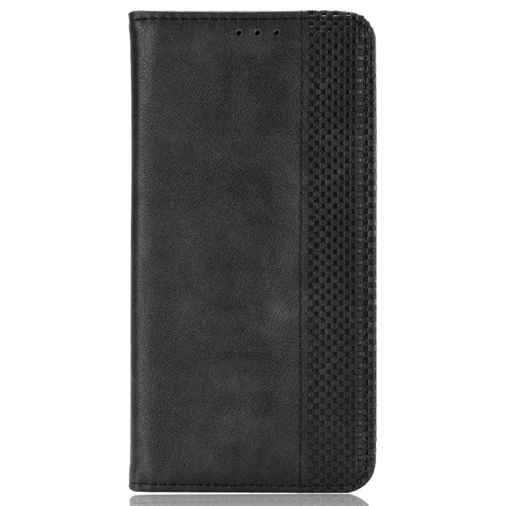 For OPPO Reno12 F 5G / Oppo F27 5G Case Retro PU Leather Wallet Phone Cover Stand - Black