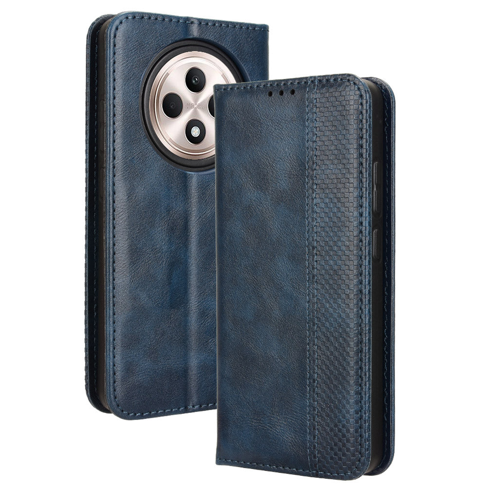 For OPPO Reno12 F 5G / Oppo F27 5G Case Retro PU Leather Wallet Phone Cover Stand - Blue