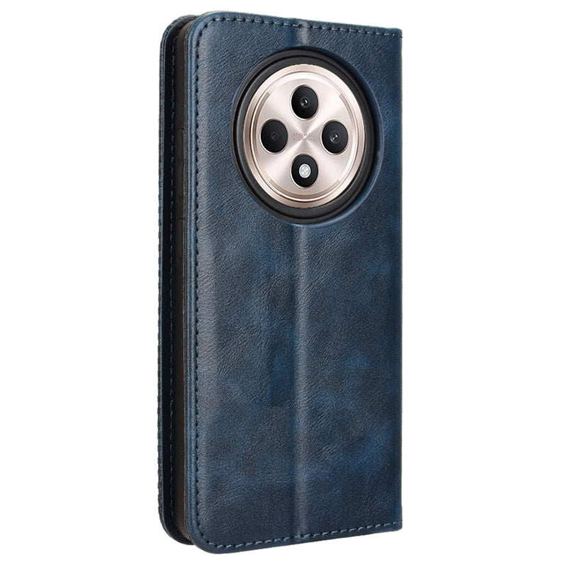 For OPPO Reno12 F 5G / Oppo F27 5G Case Retro PU Leather Wallet Phone Cover Stand - Blue