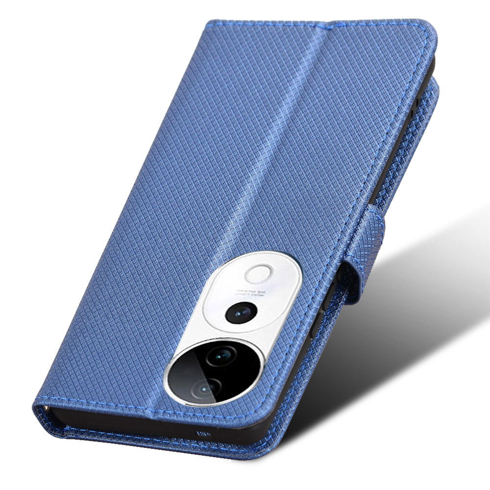 For vivo S19 Pro 5G  /  V40 5G Case PU Leather Diamond Texture Protective Phone Cover - Blue