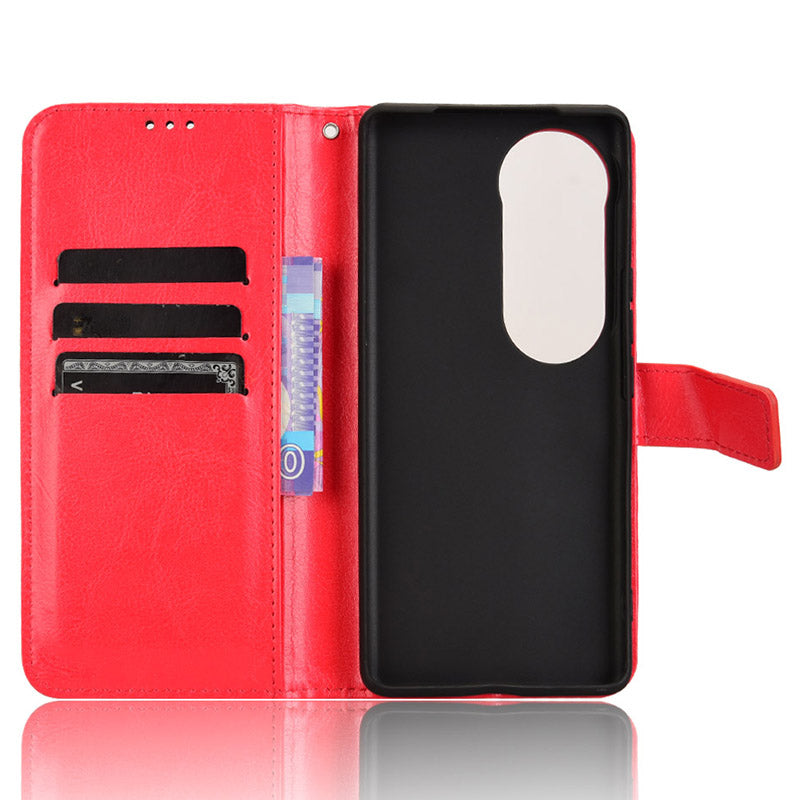 For vivo S19 Pro 5G  /  V40 5G Leather Phone Case Wallet Crazy Horse Texture - Red