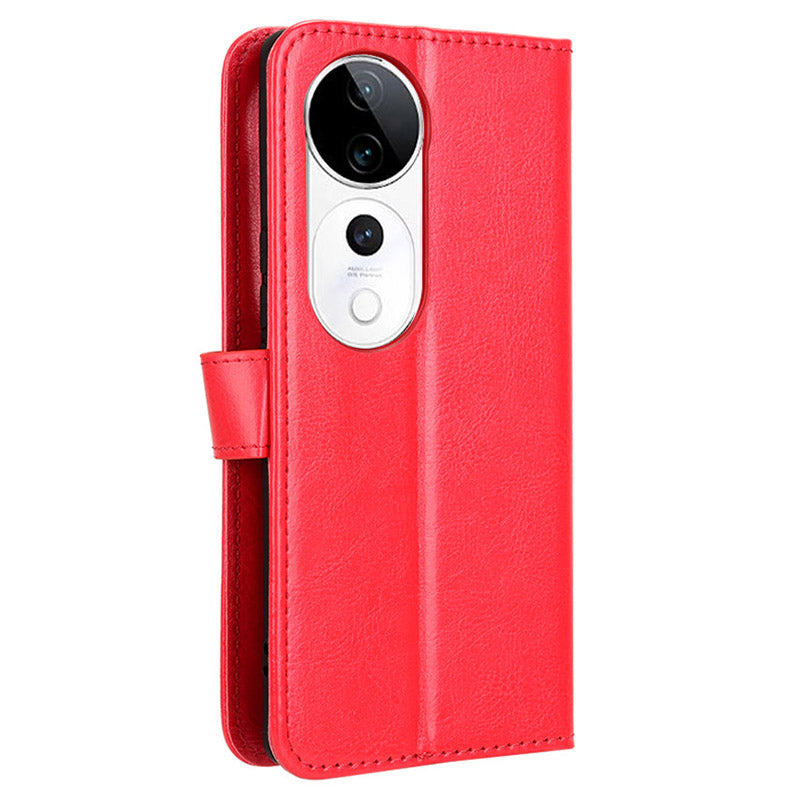 For vivo S19 Pro 5G  /  V40 5G Leather Phone Case Wallet Crazy Horse Texture - Red