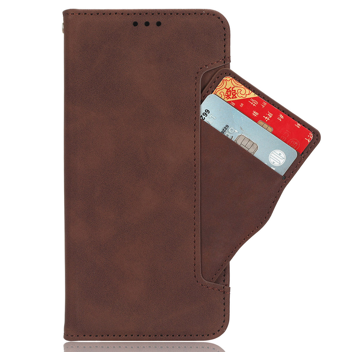 For vivo S19 Pro 5G  /  V40 5G Case Multiple Card Slots Leather Stand Phone Cover - Brown