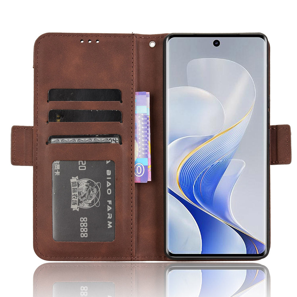 For vivo S19 Pro 5G  /  V40 5G Case Multiple Card Slots Leather Stand Phone Cover - Brown